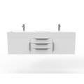 Castello Usa Amazon 60" Wall Mounted White Vanity With White Top And Brushed Nickel Handles CB-MC-60W-BN-2056-WH